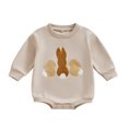 thumbnail image 1 of Bagilaanoe Newborn Baby Girl Easter Romper Sweatshirt Long Sleeve Bodysuits Embroidery Pullover 3M 6M 12M 18M Infant Casual Tee Tops, 1 of 8