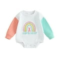 thumbnail image 1 of Bagilaanoe Newborn Baby Girl Easter Romper Sweatshirt Long Sleeve Bodysuits Letter Embroidery Pullover 3M 6M 12M 18M 24M Infant Casual Tee Tops, 1 of 8