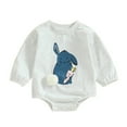 thumbnail image 1 of Bagilaanoe Newborn Baby Girl Easter Romper Sweatshirt Long Sleeve Bodysuits Print Pullover 6M 12M 18M 24M Infant Casual Tee Tops, 1 of 8