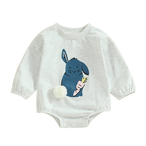 Bagilaanoe Newborn Baby Girl Easter Romper Sweatshirt Long Sleeve Bodysuits Print Pullover 6M 12M 18M 24M Infant Casual Tee Tops