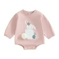 thumbnail image 1 of Bagilaanoe Newborn Baby Girl Easter Romper Sweatshirt Long Sleeve Bodysuits Print Pullover 6M 12M 18M 24M Infant Casual Tee Tops, 1 of 8