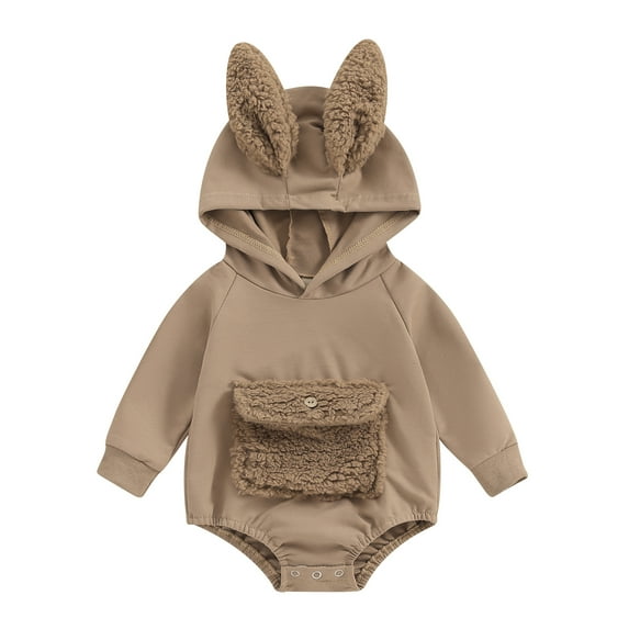 Bagilaanoe Newborn Baby Girl Easter Romper Sweatshirt Long Sleeve Hood Bodysuits Pullover 3M 6M 12M 18M Infant Casual Tee Tops