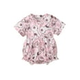 thumbnail image 1 of Bagilaanoe Newborn Baby Girl Easter Rompers Flower Print Short Sleeve Bodysuits 3M 6M 12M 18M Infant Summer One Piece Jumpsuit, 1 of 9