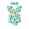 thumbnail image 1 of Bagilaanoe Newborn Baby Girl Easter Rompers Print Fly Sleeve Bodysuits + Headband 3M 6M 9M 12M 18M Infant Spring One Piece Jumpsuit, 1 of 9
