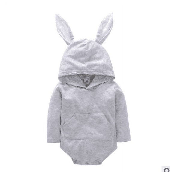 Bagilaanoe Newborn Baby Girl Easter Rompers Rabbit Long Sleeve Hoodie Bodysuit 6M 12M 18M 24M Infant One Piece Jumpsuit