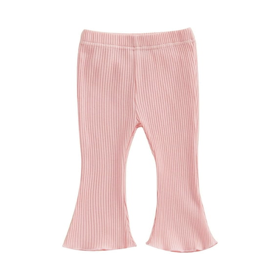 Bagilaanoe Newborn Baby Girl Flare Pants Solid Color Ribbed Trousers 3M 6M 9M 12M 18M 24M Infant Elastic Waist Fall Bell Bottom Casual Leggings