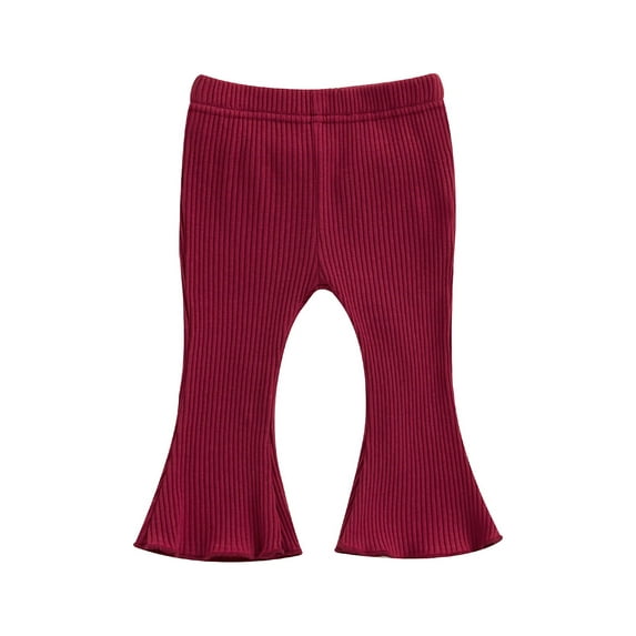 Bagilaanoe Newborn Baby Girl Flare Pants Solid Color Ribbed Trousers 3M 6M 9M 12M 18M 24M Infant Elastic Waist Fall Bell Bottom Casual Leggings