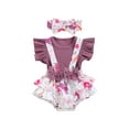 thumbnail image 1 of Bagilaanoe Newborn Baby Girl Flying Sleeve Romper Dress+ Headband  Cartoon Bunny Print Jumpsuit 3M 6M 9M 12M 18M Holiday Clothing, 1 of 9