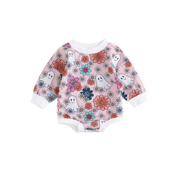 Bagilaanoe Newborn Baby Girl Halloween Romper Sweatshirt Long Sleeve Bodysuit Pumpkin Print Pullover 3M 6M 12M 18M Infant Casual Tee Tops