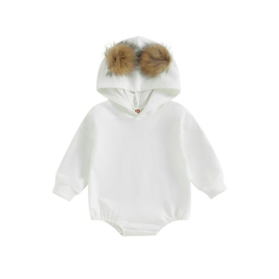 Bagilaanoe Newborn Baby Girl Hooded Romper Sweatshirt Long Sleeve Bodysuits Pullover 3M 6M 12M 18M Infant Casual Tee Tops