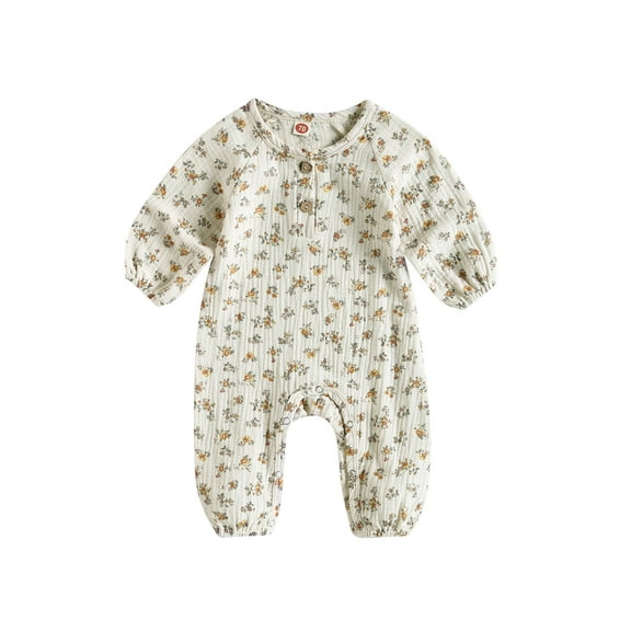 Bagilaanoe Newborn Baby Girl Jumpsuit Floral Print Long Sleeve Bodysuit 3M 6M 12M 18M Infant One Piece Romper