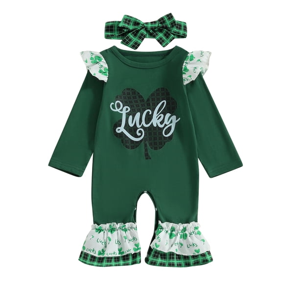 Bagilaanoe Newborn Baby Girl Jumpsuit Letters Print Long Sleeve Bodysuit   Headband 3M 6M 9M 12M 18M Infant Ribbed One Piece Romper
