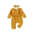 thumbnail image 1 of Bagilaanoe Newborn Baby Girl Jumpsuits Floral Long Sleeve Bodysuits + Headband 3M 6M 9M 12M 18M Infant Casual One Piece Romper, 1 of 8