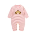 thumbnail image 1 of Bagilaanoe Newborn Baby Girl Knit Jumpsuit Rainbow Print Long Sleeve Bodysuit 1M 3M 6M 9M 12M Infant Fall Winter One Piece Romper, 1 of 9
