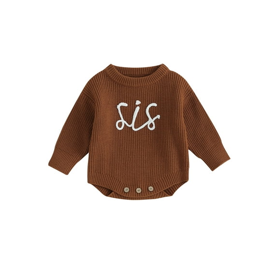 Bagilaanoe Newborn Baby Girl Knit Romper Sweater Long Sleeve Bodysuits Letter Embroidery Pullover 3M 6M 9M 12M 24M Infant Warm Jumpers Tops Fall Loose Knitwear