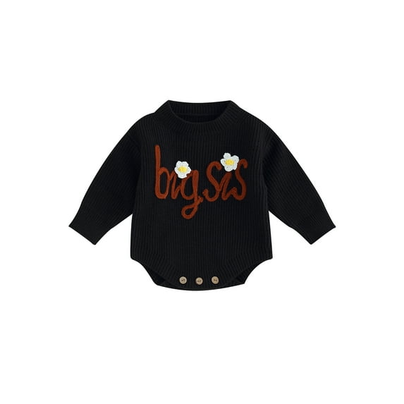 Bagilaanoe Newborn Baby Girl Knit Romper Sweater Long Sleeve Bodysuits Letter Embroidery Pullover 3M 6M 9M 12M 24M Infant Warm Jumpers Tops Loose Knitwear