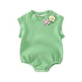 thumbnail image 1 of Bagilaanoe Newborn Baby Girl Knit Rompers Flowers Sleeveless Bodysuits Infant Casual One Piece Short Jumpsuit, 1 of 4