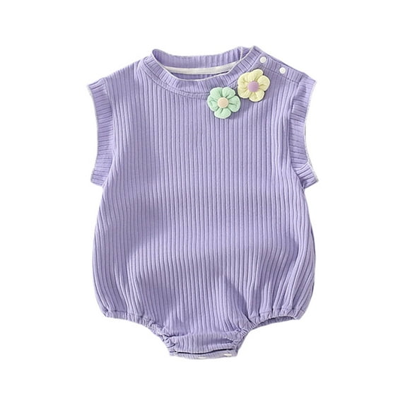 Bagilaanoe Newborn Baby Girl Knit Rompers Flowers Sleeveless Bodysuits Infant Casual One Piece Short Jumpsuit