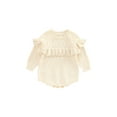 thumbnail image 1 of Bagilaanoe Newborn Baby Girl Knit Rompers Hollow Out Long Sleeve Bodysuit Sweater 3M 6M 9M 12M 18M 24M Infant Ribbed One Piece Jumpsuit, 1 of 9