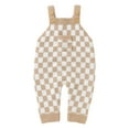 thumbnail image 1 of Bagilaanoe Newborn Baby Girl Knitted Jumpsuit Sleeveless Checkerboard Print Romper Overalls 6M 12M 18M 24M Infant Autumn Winter Long Pants, 1 of 9