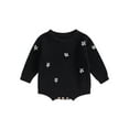 thumbnail image 1 of Bagilaanoe Newborn Baby Girl Knitted Romper Sweater Long Sleeve Bodysuits Flower Embroidery Pullover 3M 6M 9M 12M 24M Infant Warm Jumpers Tops Fall Loose Knitwear, 1 of 8