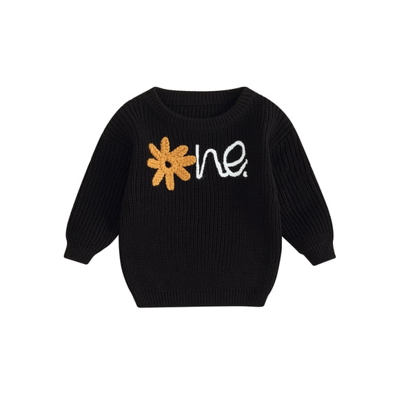 Bagilaanoe Newborn Baby Girl Knitted Sweater Long Sleeve Flower Letter Pattern Pullover 6M 9M 12M 18M 24M Infant Warm Jumpers Tops Fall Loose Knitwear