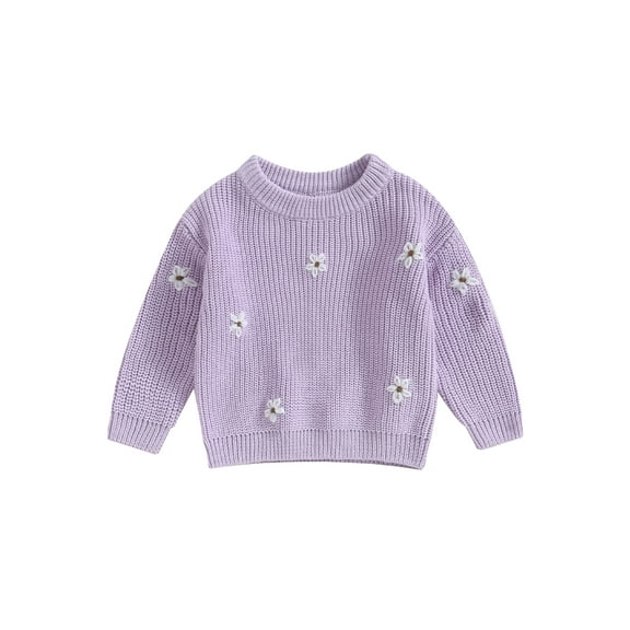 Bagilaanoe Newborn Baby Girl Knitted Sweater Long Sleeve Flower Pullover 3M 6M 9M 12M 18M 24M Infant Warm Jumpers Tops Fall Loose Knitwear