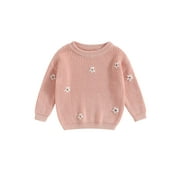 Bagilaanoe Newborn Baby Girl Knitted Sweater Long Sleeve Flower Pullover 3M 6M 9M 12M1 8M 24M Infant Warm Jumpers Tops Fall Loose Knitwear