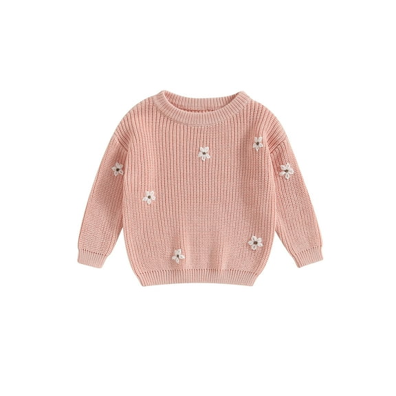 Bagilaanoe Newborn Baby Girl Knitted Sweater Long Sleeve Flower Pullover 3M 6M 9M 12M1 8M 24M Infant Warm Jumpers Tops Fall Loose Knitwear