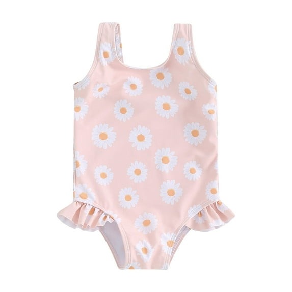 Bagilaanoe Newborn Baby Girl One-Piece Swimsuit Floral Print Sleeveless Swimwear 6M 12M 18M 24M 3T 4T Kids Summer Ruffle Bathing Suit