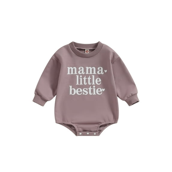 Bagilaanoe Newborn Baby Girl Oversized Romper Sweatshirt Long Sleeve Bodysuit Letter Print Pullover 3M 6M 12M 18M 24M Infant Casual Tee Tops