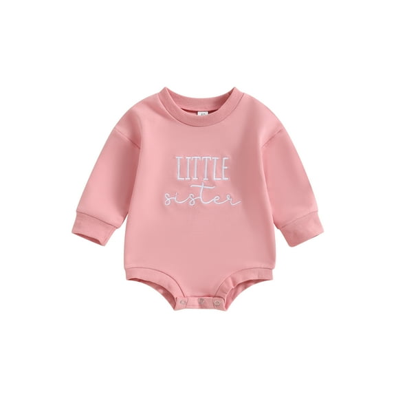 Bagilaanoe Newborn Baby Girl Oversized Romper Sweatshirt Long Sleeve Bodysuit Letter Print Pullover 3M 6M 12M 18M Infant Casual Tee Tops