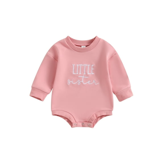 Bagilaanoe Newborn Baby Girl Oversized Romper Sweatshirt Long Sleeve Bodysuit Letter Print Pullover 3M 6M 12M 18M Infant Casual Tee Tops