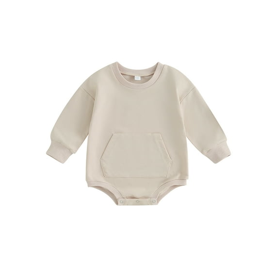 Bagilaanoe Newborn Baby Girl Oversized Romper Sweatshirt Long Sleeve Bodysuit Solid Color Pullover 6M 12M 18M 24M Infant Casual Tee Tops