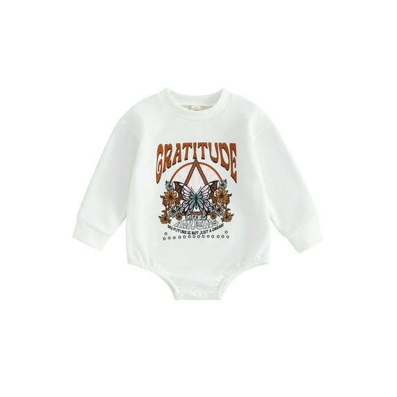Bagilaanoe Newborn Baby Girl Oversized Romper Sweatshirt Long Sleeve Bodysuits Butterfly Print Pullover 3M 6M 9M 12M Infant Casual Tee Tops