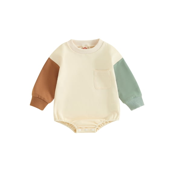 Bagilaanoe Newborn Baby Girl Oversized Romper Sweatshirt Long Sleeve Bodysuits Contrast Color Pullover 3M 6M 12M 18M 24M Infant Casual Tee Tops