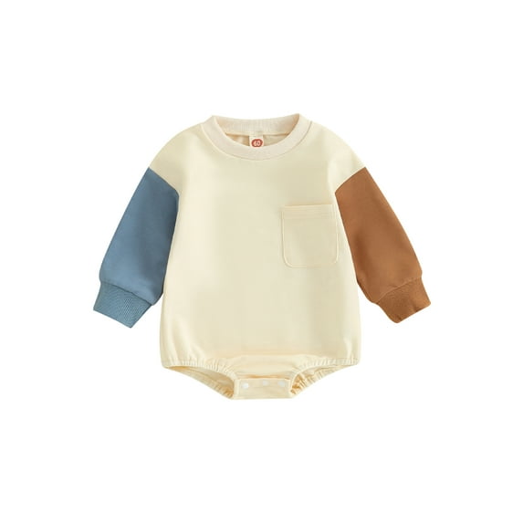 Bagilaanoe Newborn Baby Girl Oversized Romper Sweatshirt Long Sleeve Bodysuits Contrast Color Pullover 3M 6M 12M 18M 24M Infant Casual Tee Tops
