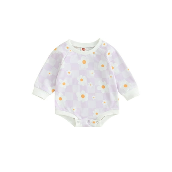 Bagilaanoe Newborn Baby Girl Oversized Romper Sweatshirt Long Sleeve Bodysuits Floral Plaid Pullover 3M 6M 12M 18M Infant Casual Tee Tops
