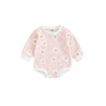 thumbnail image 1 of Bagilaanoe Newborn Baby Girl Oversized Romper Sweatshirt Long Sleeve Bodysuits Floral Plaid Pullover 3M 6M 12M 18M Infant Casual Tee Tops, 1 of 1