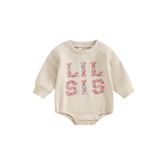 Bagilaanoe Newborn Baby Girl Oversized Romper Sweatshirt Long Sleeve Bodysuits Floral Print Pullover 3M 6M 12M 18M 24M Infant Casual Tee Tops