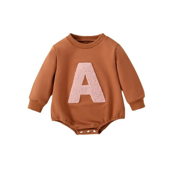 Bagilaanoe Newborn Baby Girl Oversized Romper Sweatshirt Long Sleeve Bodysuits Letter Embroidery Pullover 3M 6M 12M 18M 24M Infant Casual Tee Tops