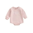 thumbnail image 1 of Bagilaanoe Newborn Baby Girl Oversized Romper Sweatshirt Long Sleeve Bodysuits Letter Embroidery Pullover 3M 6M 12M 18M 24M Infant Casual Tee Tops, 1 of 9