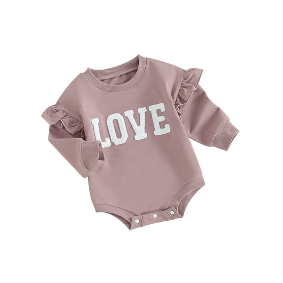 Bagilaanoe Newborn Baby Girl Oversized Romper Sweatshirt Long Sleeve Bodysuits Letter Embroidery Pullover 3M 6M 12M 18M Infant Casual Tee Tops