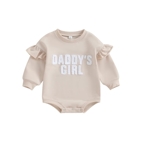 Bagilaanoe Newborn Baby Girl Oversized Romper Sweatshirt Long Sleeve Bodysuits Letter Embroidery Pullover 3M 6M 12M 18M Infant Casual Tee Tops