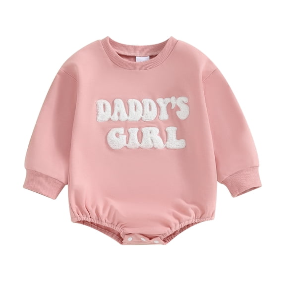 Bagilaanoe Newborn Baby Girl Oversized Romper Sweatshirt Long Sleeve Bodysuits Letter Embroidery Pullover 3M 6M 12M 18M Infant Casual Tee Tops