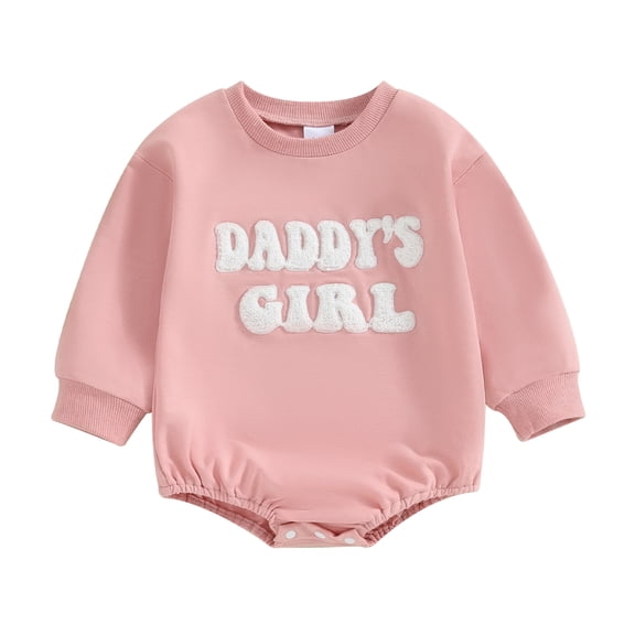 Bagilaanoe Newborn Baby Girl Oversized Romper Sweatshirt Long Sleeve Bodysuits Letter Embroidery Pullover 3M 6M 12M 18M Infant Casual Tee Tops