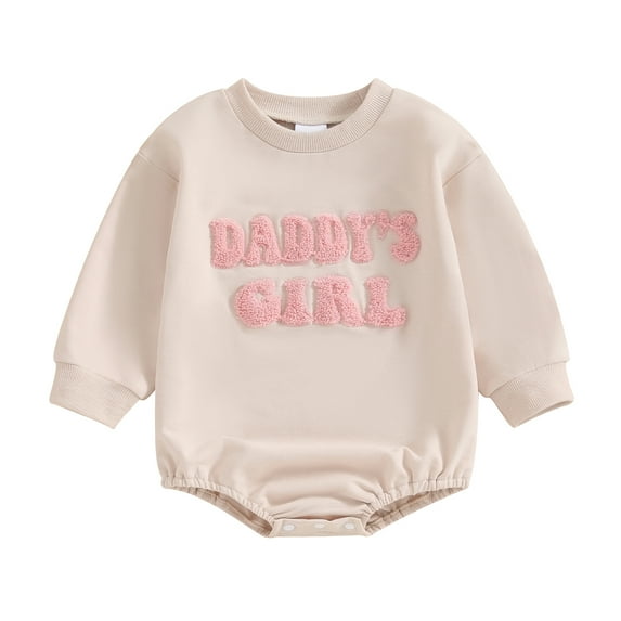Bagilaanoe Newborn Baby Girl Oversized Romper Sweatshirt Long Sleeve Bodysuits Letter Embroidery Pullover 3M 6M 12M 18M Infant Casual Tee Tops