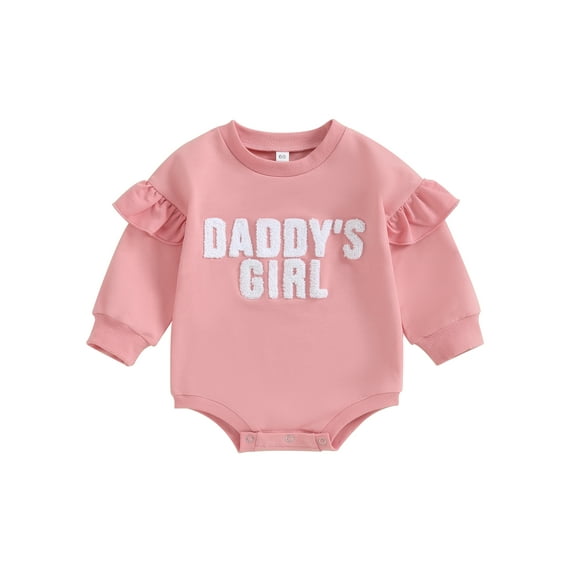 Bagilaanoe Newborn Baby Girl Oversized Romper Sweatshirt Long Sleeve Bodysuits Letter Embroidery Pullover 3M 6M 12M 18M Infant Casual Tee Tops