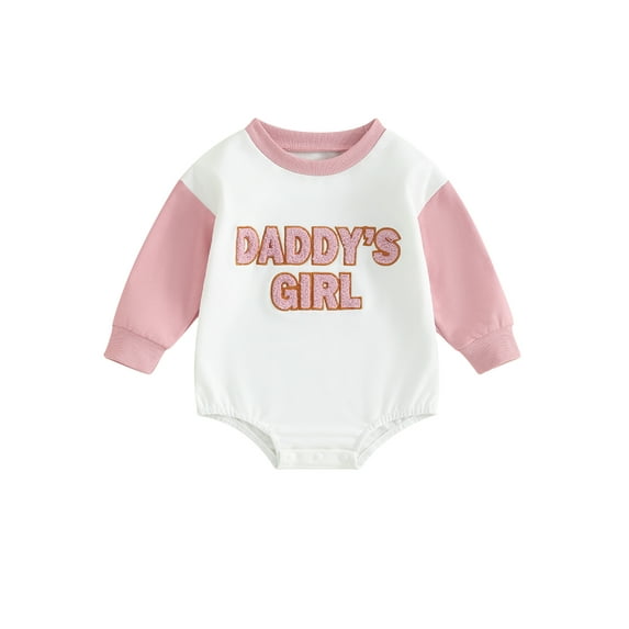 Bagilaanoe Newborn Baby Girl Oversized Romper Sweatshirt Long Sleeve Bodysuits Letter Embroidery Pullover 3M 6M 12M 18M Infant Casual Tee Tops