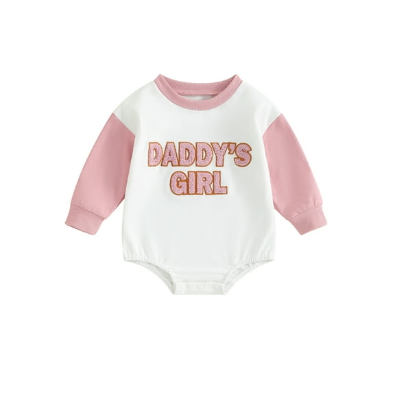 Bagilaanoe Newborn Baby Girl Oversized Romper Sweatshirt Long Sleeve Bodysuits Letter Embroidery Pullover 3M 6M 12M 18M Infant Casual Tee Tops